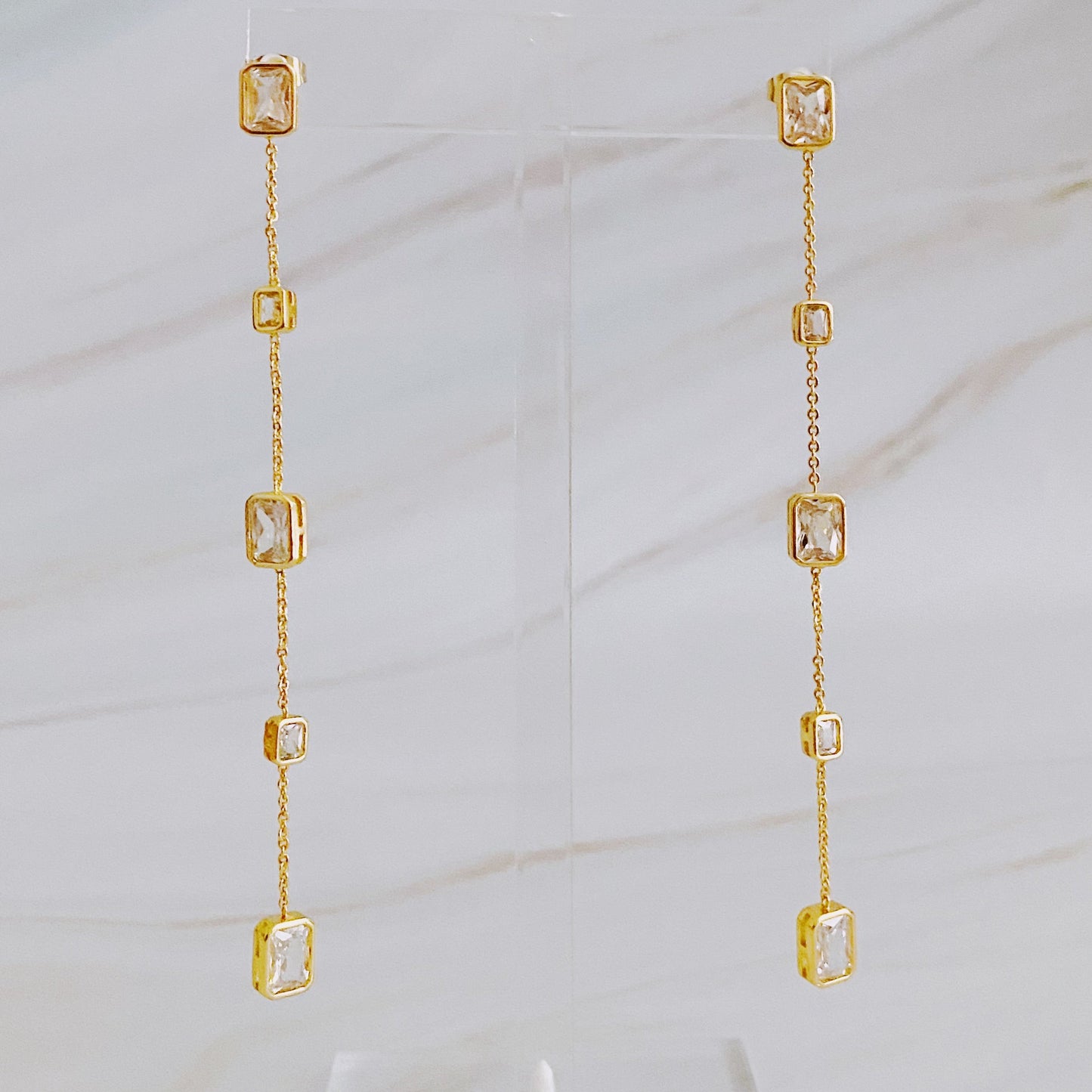 Five Stones Dangle Drop Earrings | Elegant Women’s Jewelry