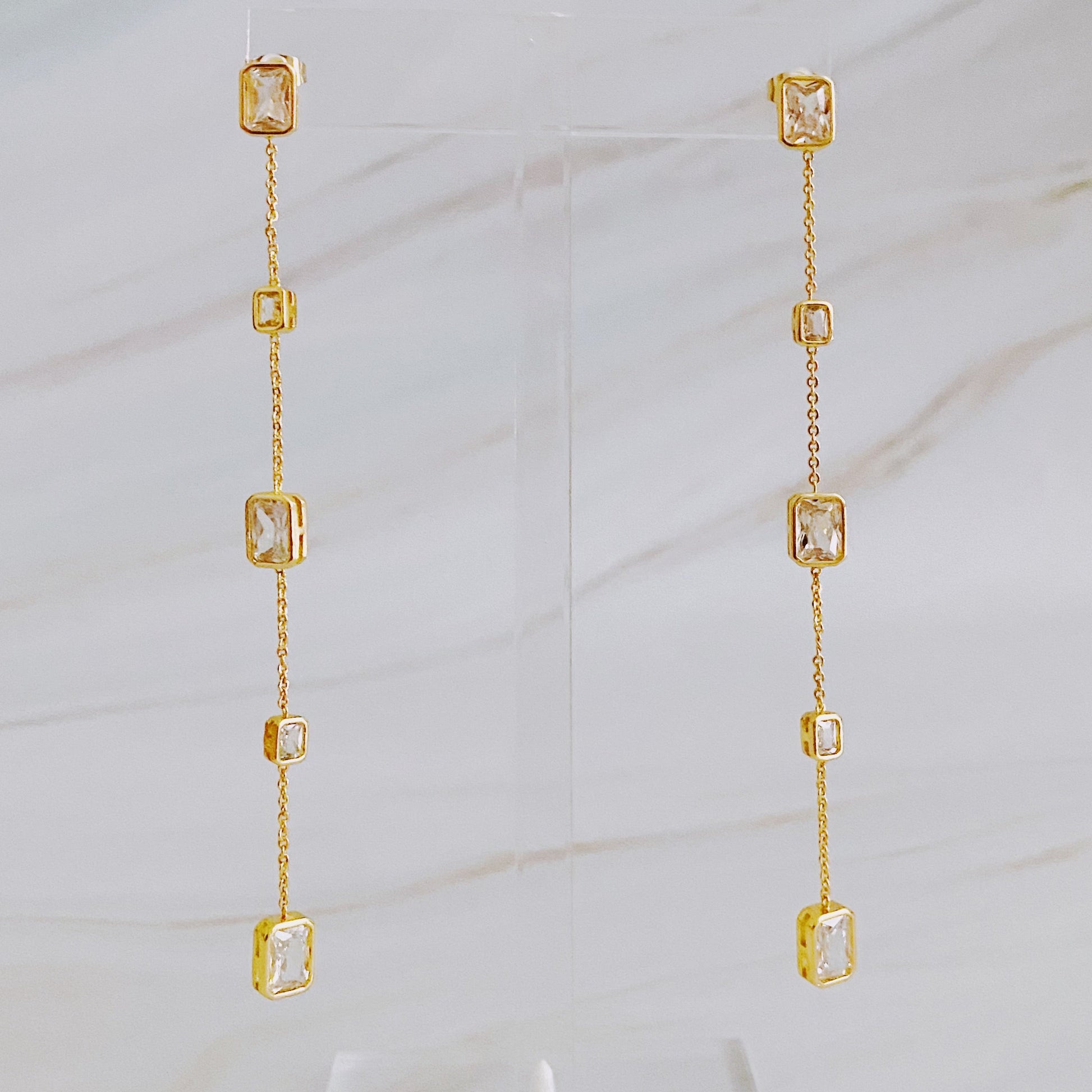 Five Stones Dangle Drop Earrings | Elegant Women’s Jewelry