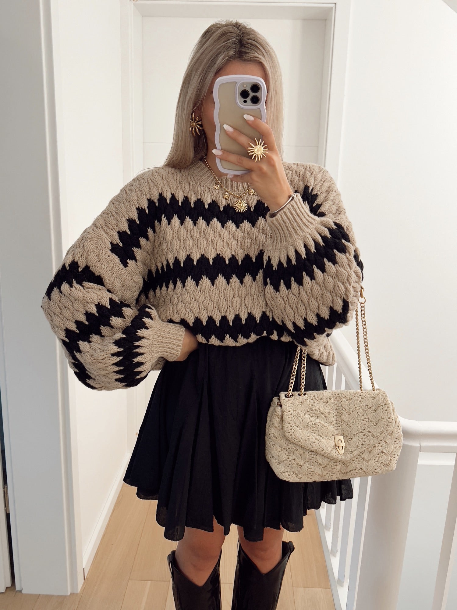 Women’s Striped Knitted Sweater | Trendy Loose Winter Pullover