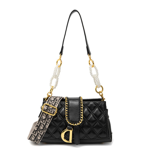 Quilted Shoulder Handbag for Women | Elegant Pearl Chain Purse