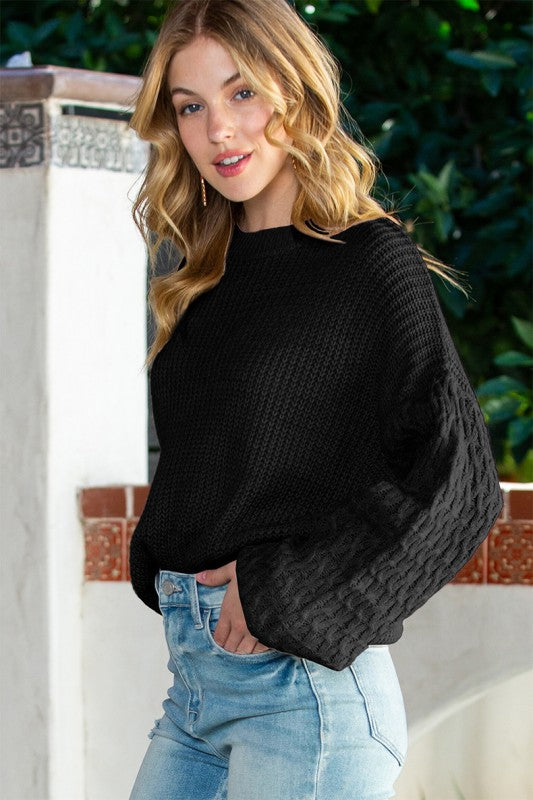 Cable Knit Drop Shoulder Sweater | Cozy Modern Knitwear