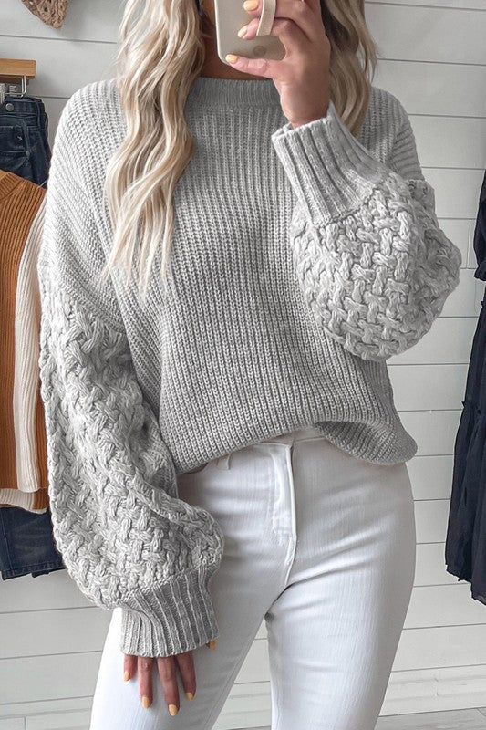 Cable Knit Drop Shoulder Sweater | Cozy Modern Knitwear