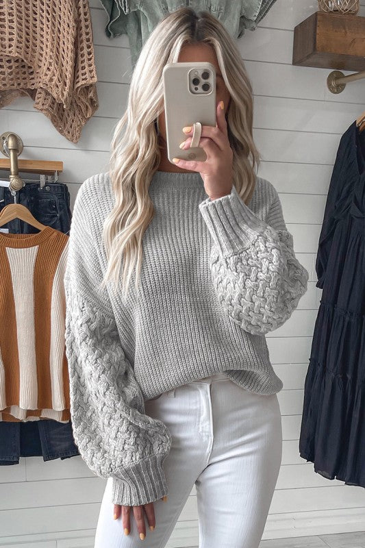 Cable Knit Drop Shoulder Sweater | Cozy Modern Knitwear