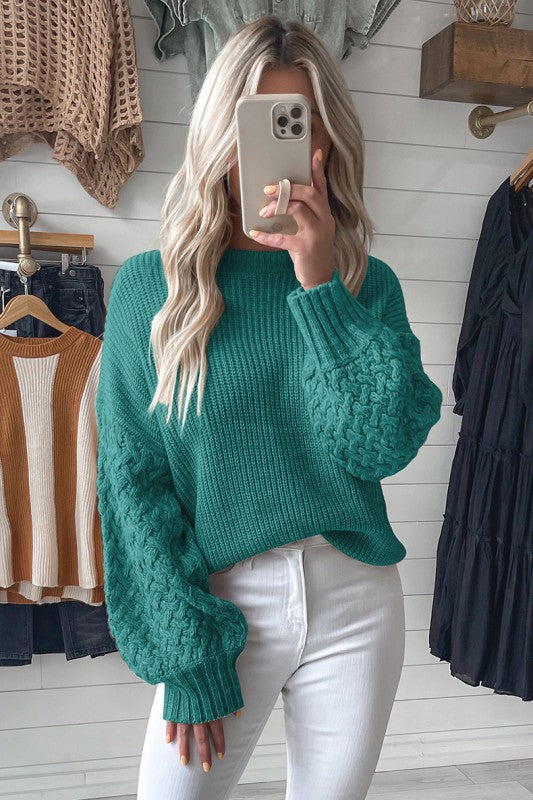 Cable Knit Drop Shoulder Sweater | Cozy Modern Knitwear