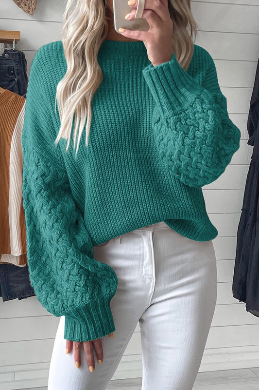 Cable Knit Drop Shoulder Sweater | Cozy Modern Knitwear