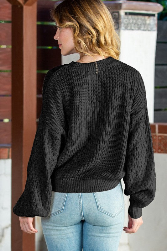Cable Knit Drop Shoulder Sweater | Cozy Modern Knitwear