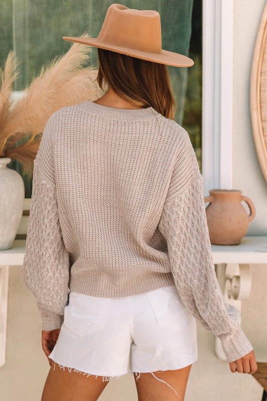 Cable Knit Drop Shoulder Sweater | Cozy Modern Knitwear