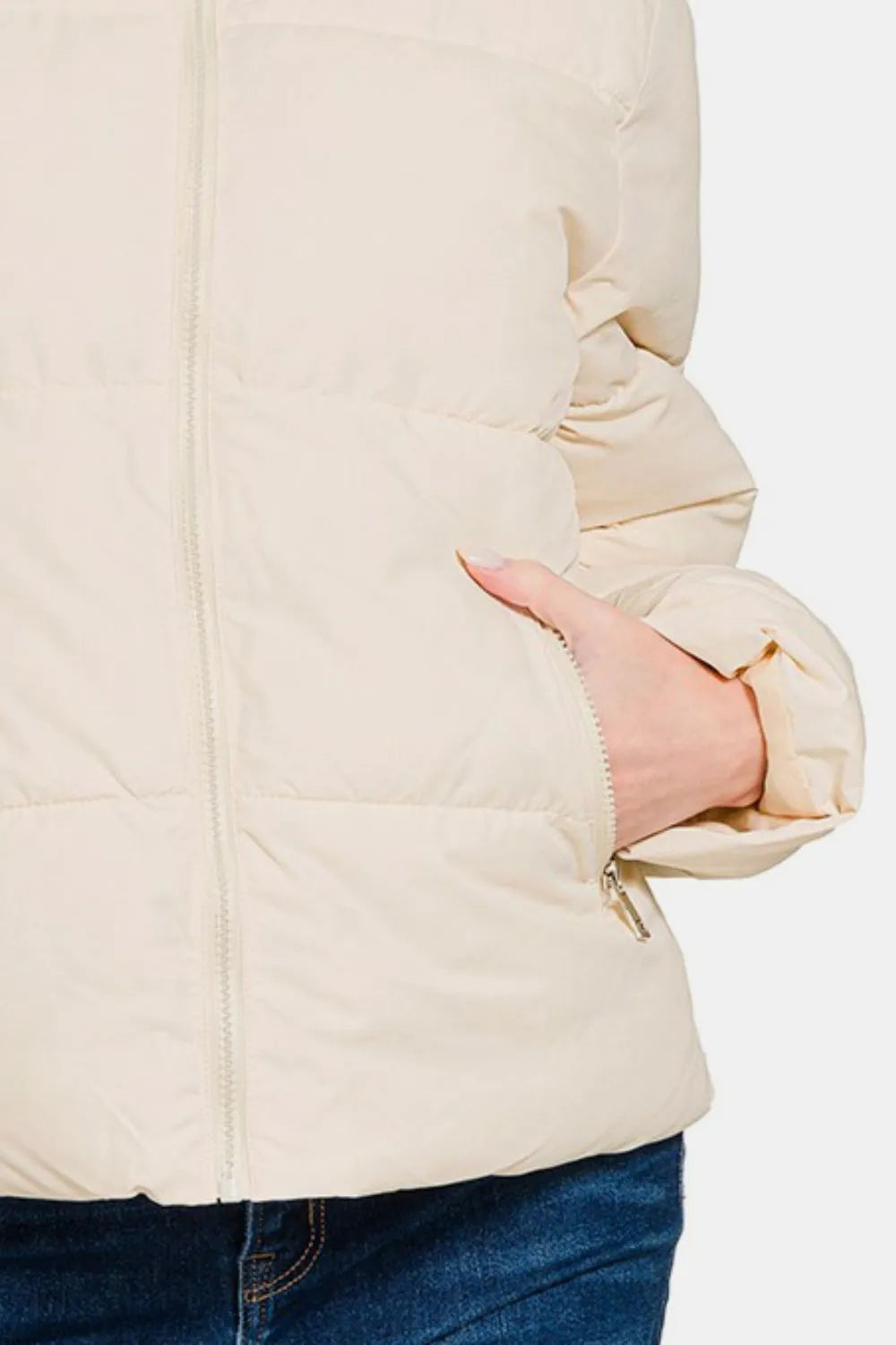 Zip-Up Turtleneck Puffer Jacket | Lightweight Warm Winter Coat