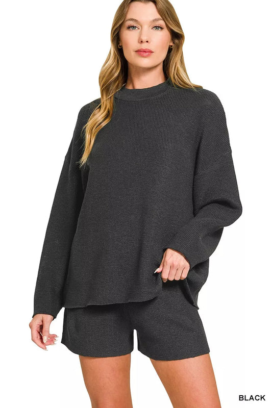 Knit Lounge Set (Top + Shorts) | Cozy Everyday Comfort Wear