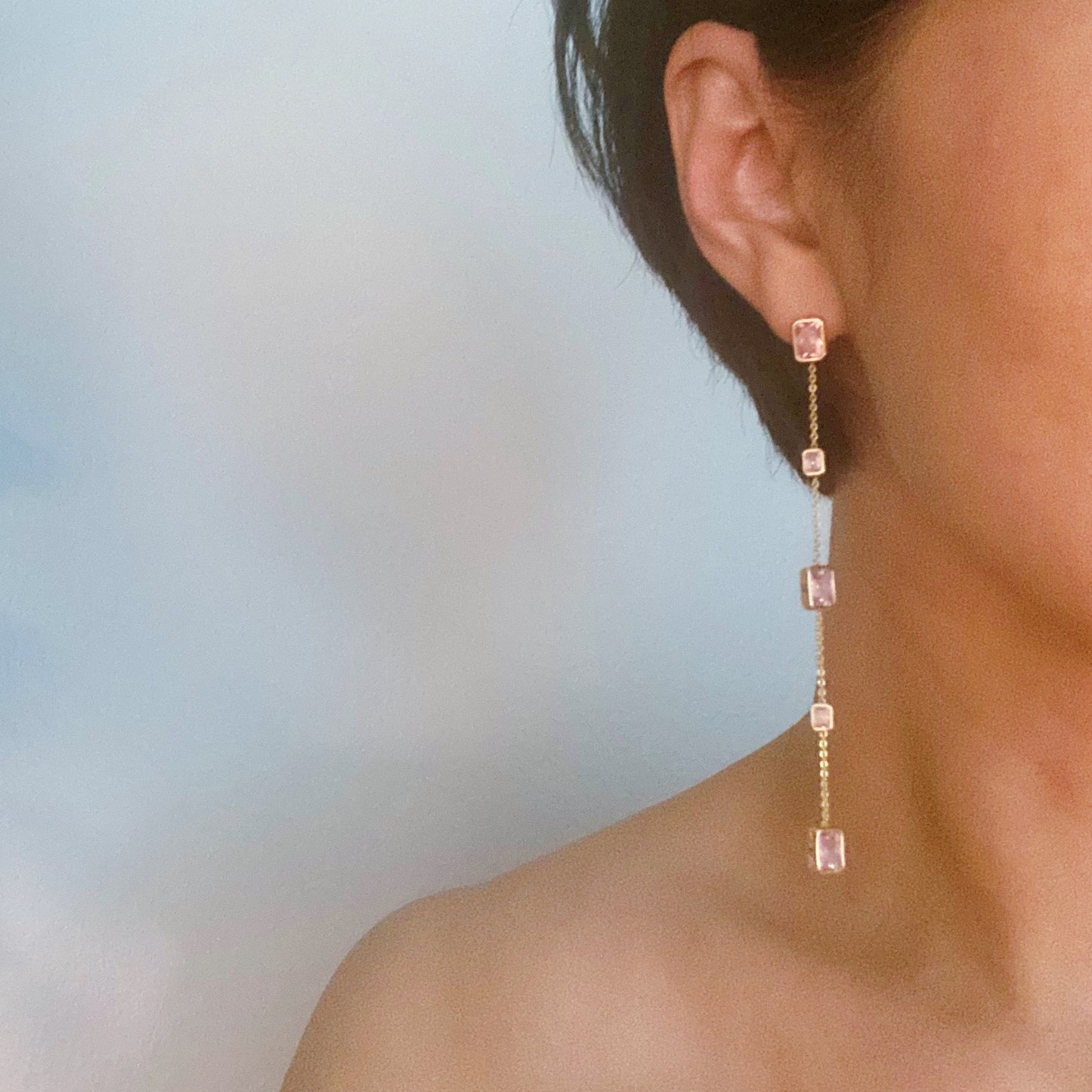 Five Stones Dangle Drop Earrings | Elegant Women’s Jewelry
