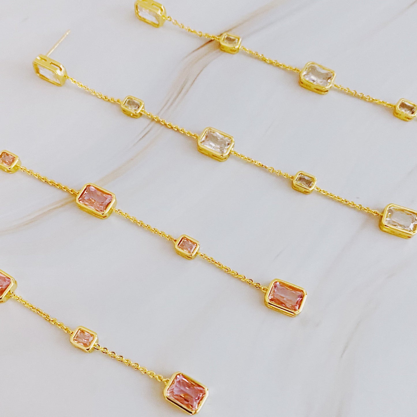 Five Stones Dangle Drop Earrings | Elegant Women’s Jewelry