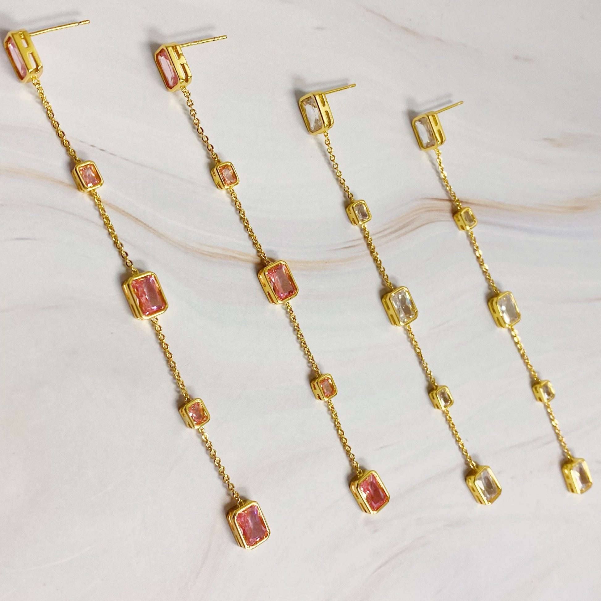 Five Stones Dangle Drop Earrings | Elegant Women’s Jewelry