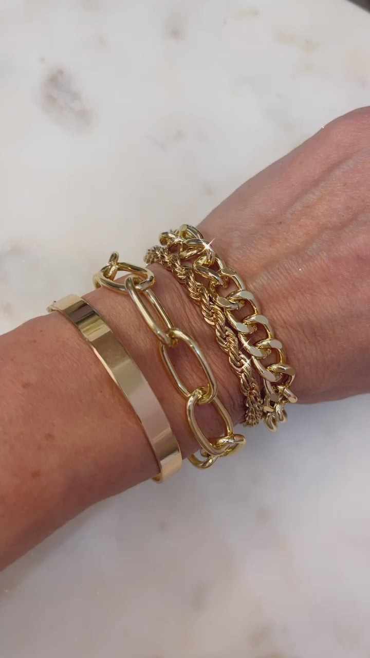 Curb Gold Cuban Chain Bracelets | Four-Piece Stylish Set