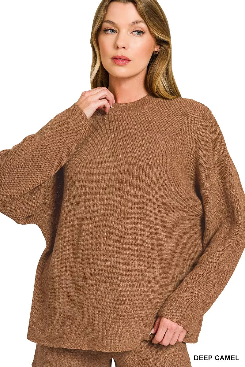 Knit Lounge Set (Top + Shorts) Brown | Soft & Stylish