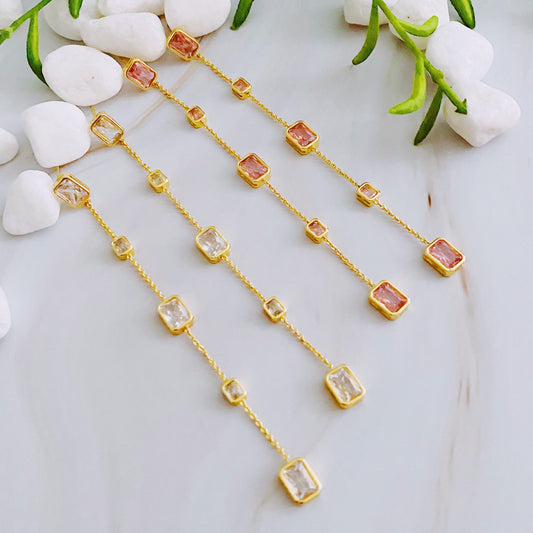 Five Stones Dangle Drop Earrings | Elegant Women’s Jewelry