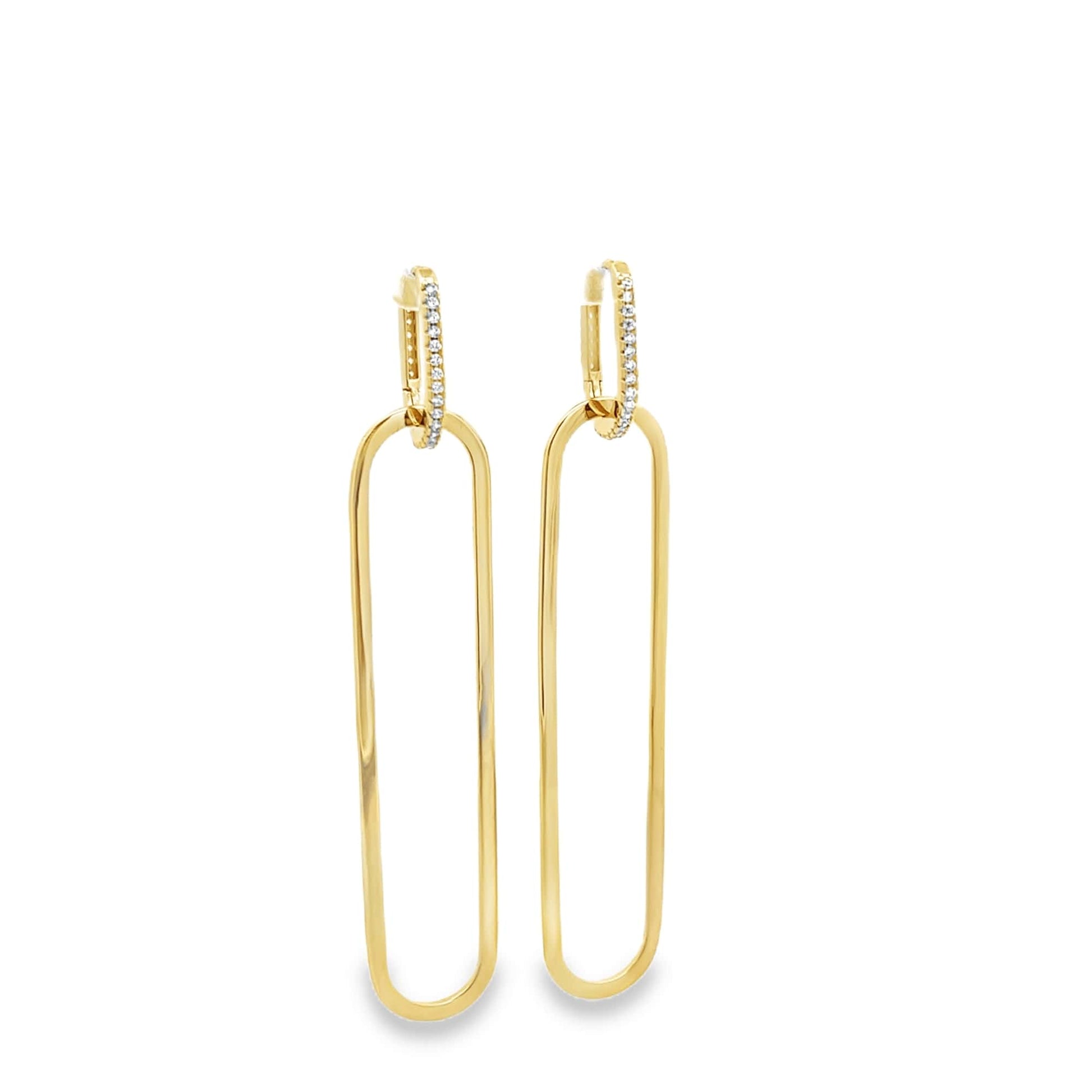 Paperclip Drop CZ Pave Huggie Earrings | Modern Sparkling Jewelry