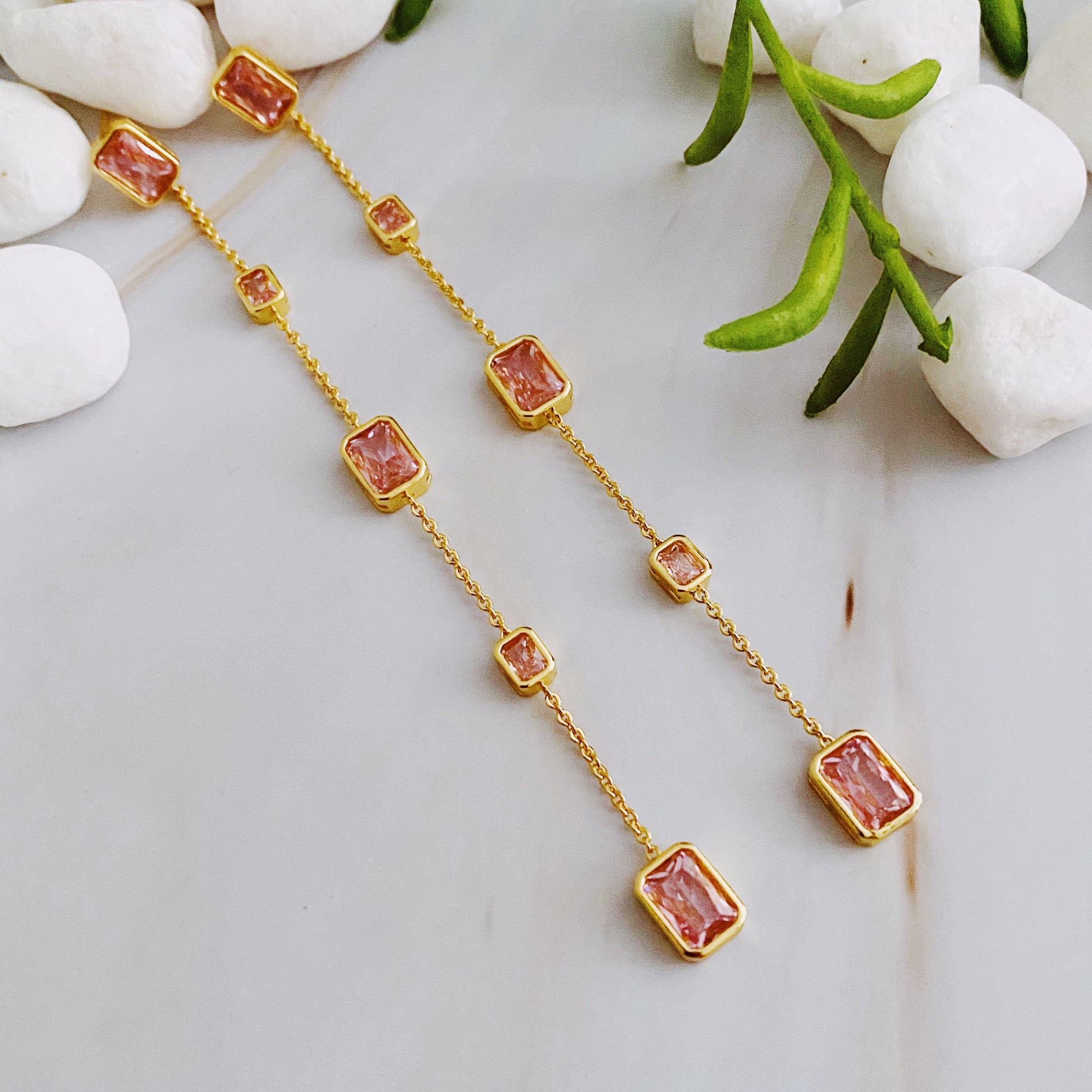 Five Stones Dangle Drop Earrings | Elegant Women’s Jewelry