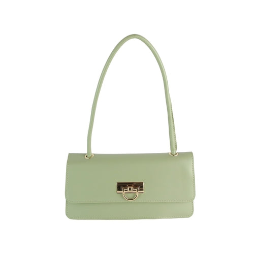 Top Handle Boxy Shoulder Bag | Chic Gold Clasp Handbag