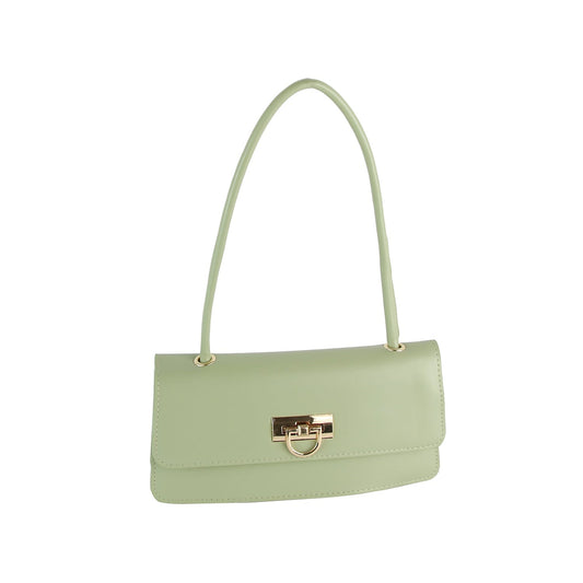 Top Handle Boxy Shoulder Bag | Chic Gold Clasp Handbag