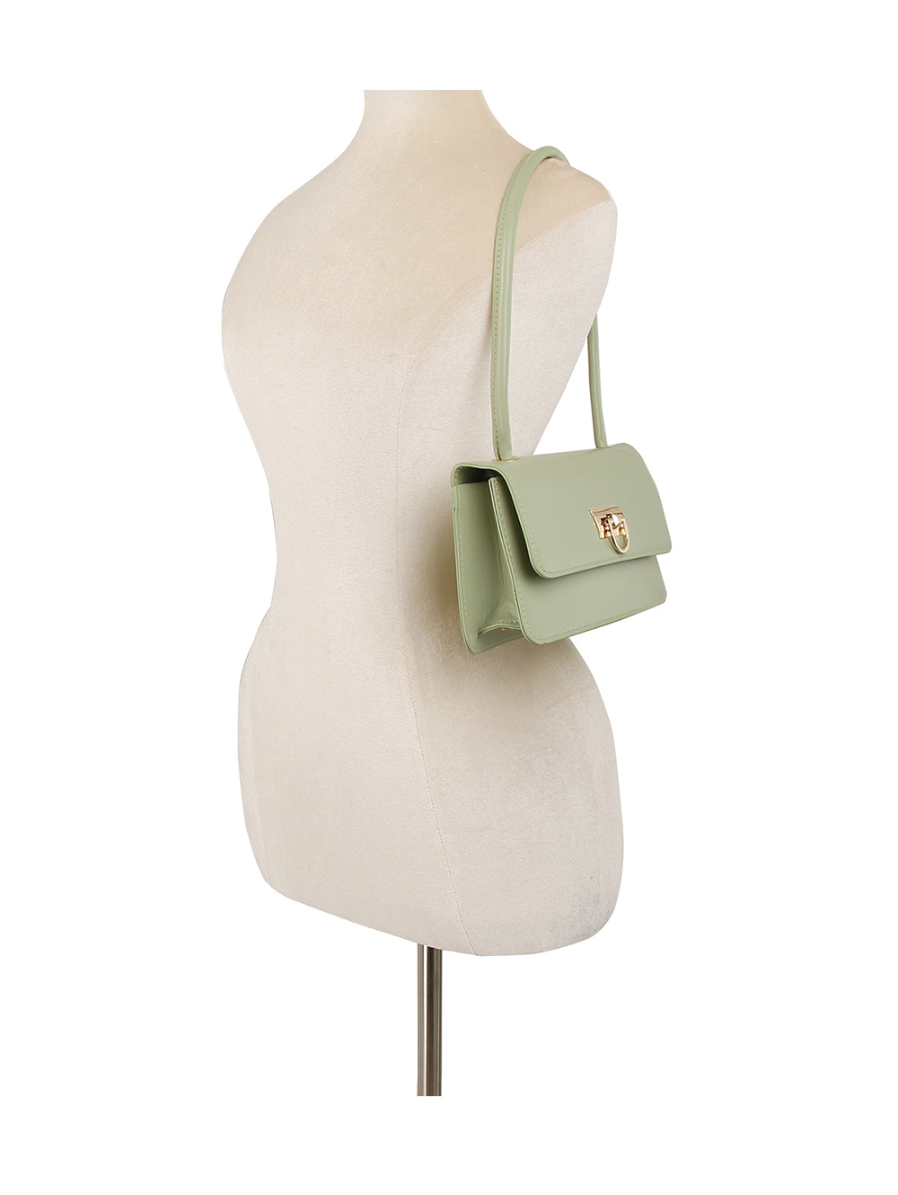 Top Handle Boxy Shoulder Bag | Chic Gold Clasp Handbag
