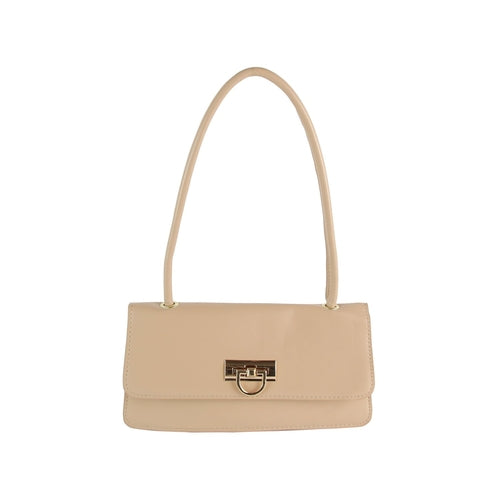 Top Handle Boxy Shoulder Bag | Chic Gold Clasp Handbag