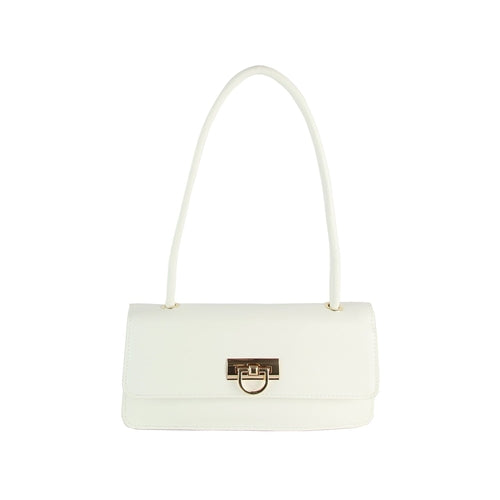 Top Handle Boxy Shoulder Bag | Chic Gold Clasp Handbag
