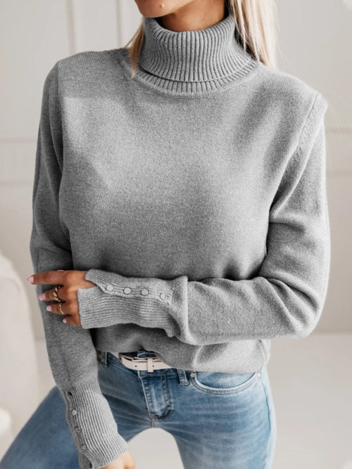 Elegant Women’s Knitwear Pullover | Solid Color Winter Top