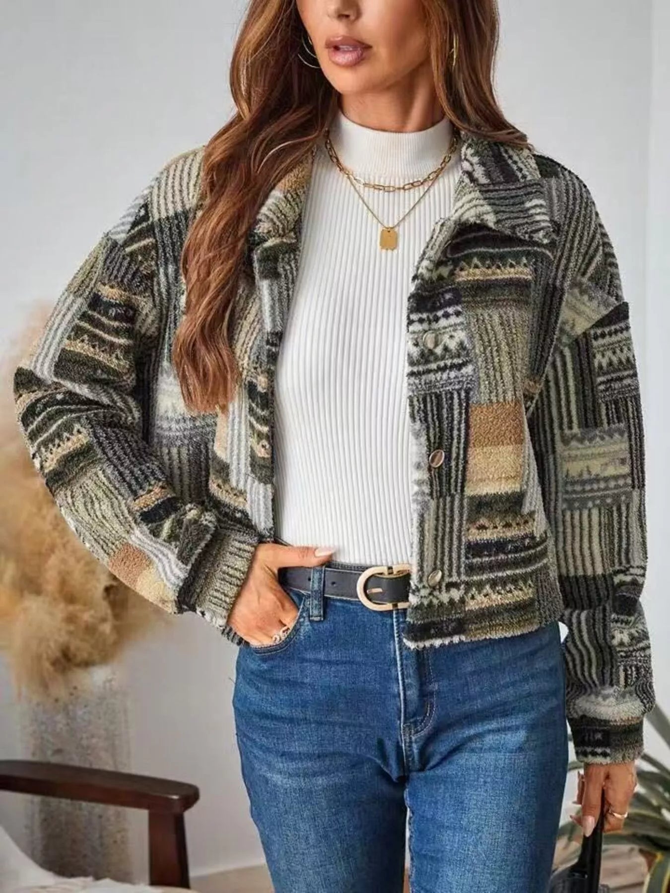 Dropped Shoulder Button-Up Jacket | Relaxed Outerwear