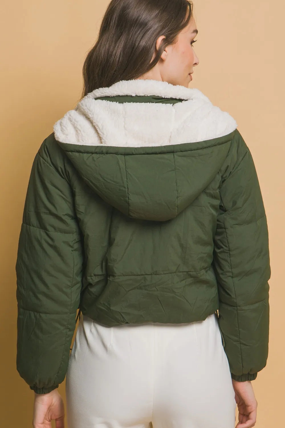 Love Tree Cropped Sherpa Jacket | Reversible Cozy Streetwear