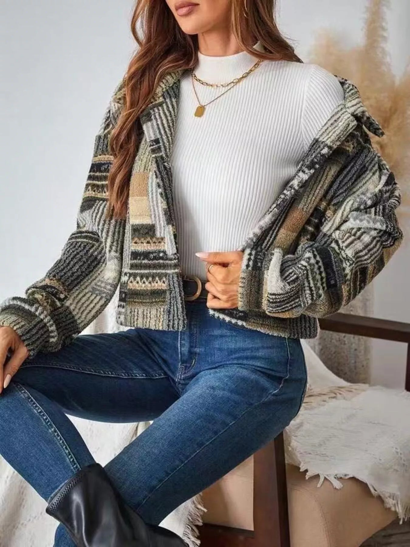 Dropped Shoulder Button-Up Jacket | Relaxed Outerwear