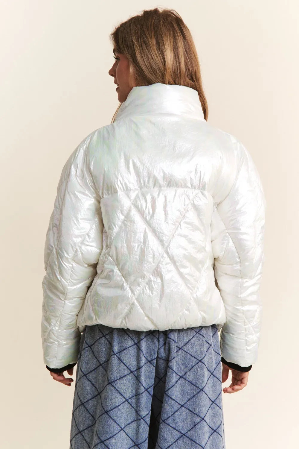 Quilted Mock Neck Puffer Jacket | Sleek Warm Winter Outerwear