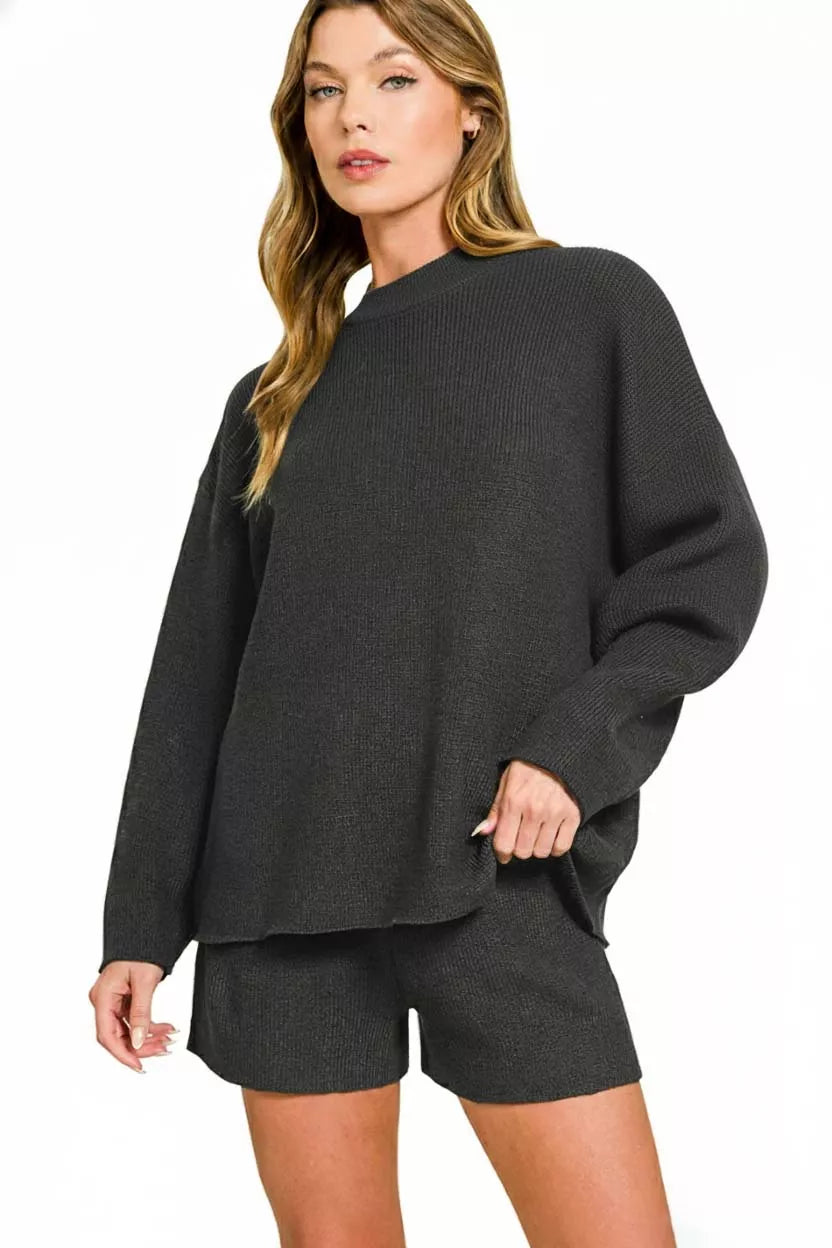 Knit Lounge Set (Top + Shorts) | Cozy Everyday Comfort Wear