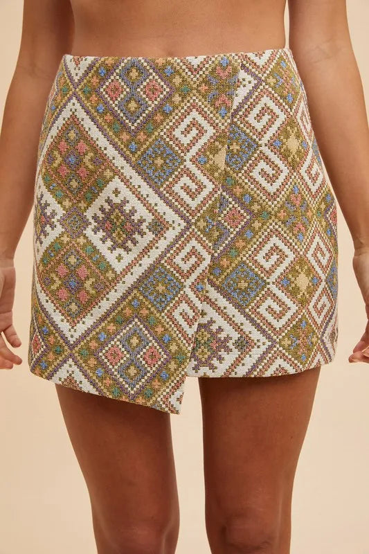 Woven Jacquard Mini Skirt | Elegant Textured Women’s Fashion